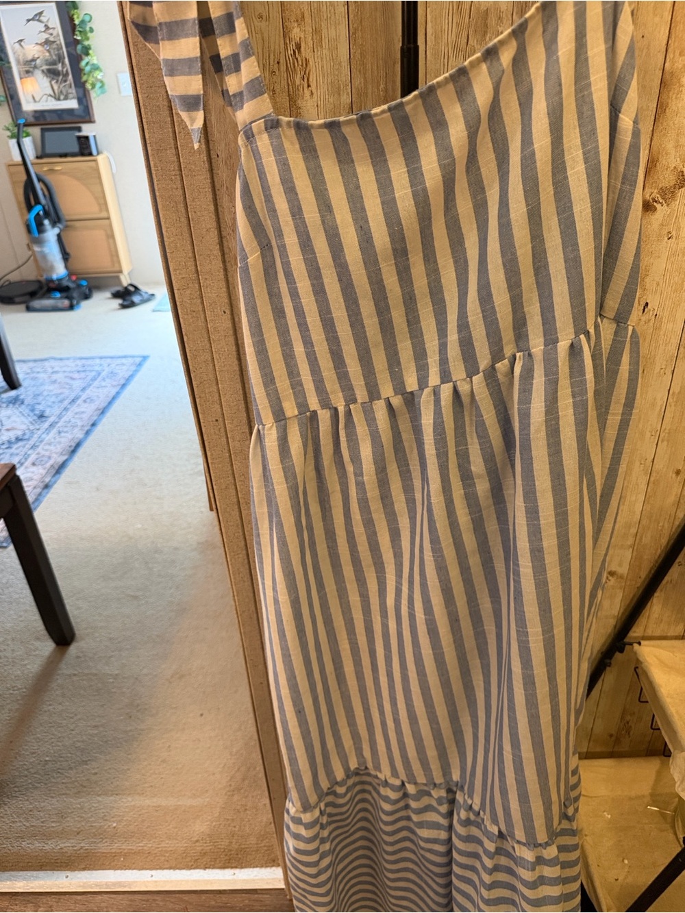 Lovely Melody Blue and White Striped Maxi Dress